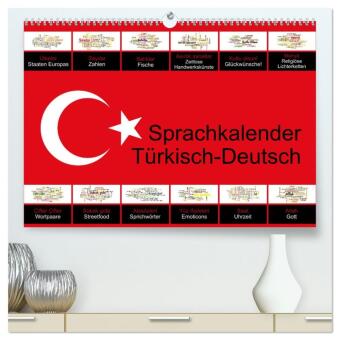 Kalender/Terminbuch Sprachkalender Türkisch-Deutsch (hochwertiger Premium Wandkalender 2027 DIN A2 quer), Kunstdruck in Hochglanz Calvendo