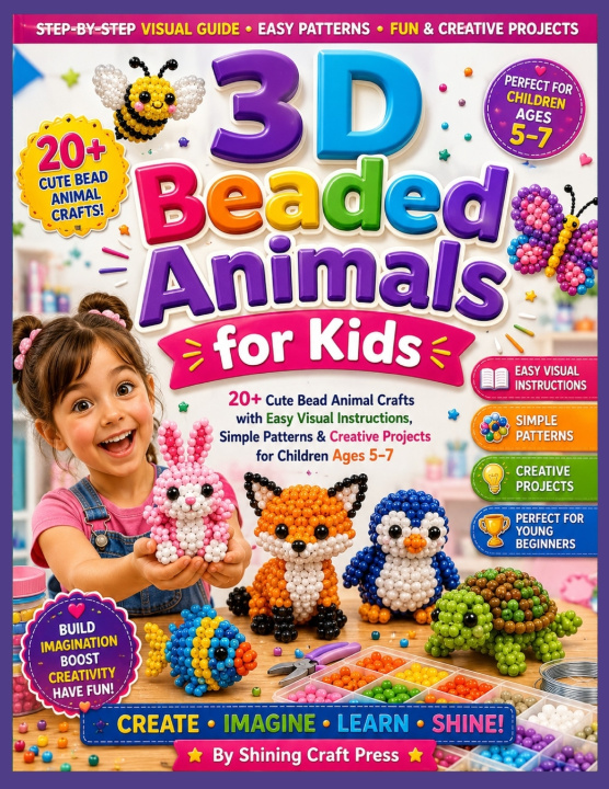 Livro 3D Beaded Animals for Kids Shining Craft Press