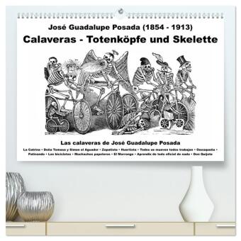Kalendář/Diář Calaveras - Totenköpfe und Skelette (hochwertiger Premium Wandkalender 2027 DIN A2 quer), Kunstdruck in Hochglanz Calvendo