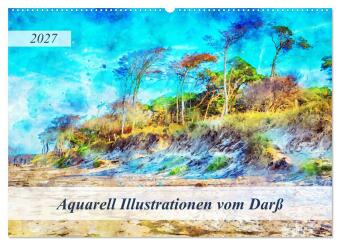 Kalendář/Diář Aquarell Illustrationen vom Darß (Wandkalender 2027 DIN A2 quer), CALVENDO Monatskalender Calvendo