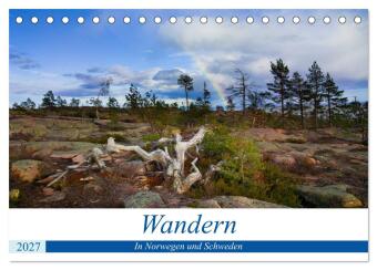 Kalendář/Diář Wandern - In Norwegen und Schweden (Tischkalender 2027 DIN A5 quer), CALVENDO Monatskalender Calvendo