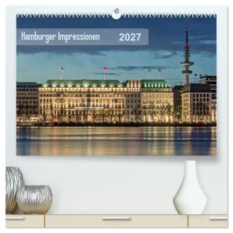 Kalendář/Diář Hamburger Impressionen 2027 (hochwertiger Premium Wandkalender 2027 DIN A2 quer), Kunstdruck in Hochglanz Calvendo