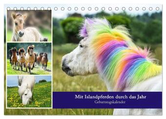 Kalendář/Diář Mit Islandpferden durch das Jahr Geburtstagskalender (Tischkalender 2027 DIN A5 quer), CALVENDO Monatskalender Calvendo
