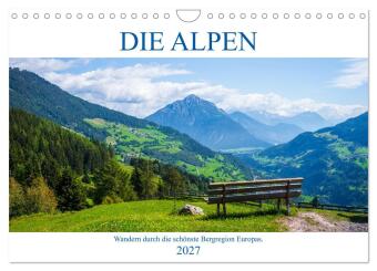 Kalender/agenda Die Alpen - Wandern durch die schönste Bergregion Europas. (Wandkalender 2027 DIN A4 quer), CALVENDO Monatskalender Calvendo
