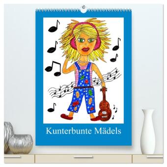 Kalender/agenda Kunterbunte Mädels (hochwertiger Premium Wandkalender 2027 DIN A2 hoch), Kunstdruck in Hochglanz Calvendo