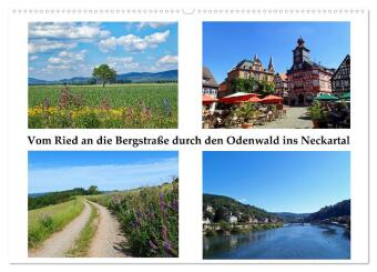 Naptár/Határidőnapló Vom Ried an die Bergstraße, durch den Odenwald ins Neckartal (Wandkalender 2027 DIN A2 quer), CALVENDO Monatskalender Calvendo