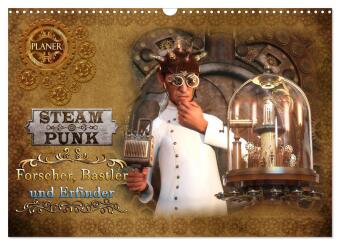 Naptár/Határidőnapló Steampunk - Forscher, Bastler und Erfinder (Wandkalender 2027 DIN A3 quer), CALVENDO Monatskalender Calvendo