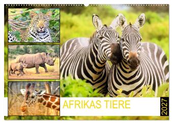 Kalender/agenda Afrikas Tiere. Majestäten in exotischer Wildnis (Wandkalender 2027 DIN A2 quer), CALVENDO Monatskalender Calvendo