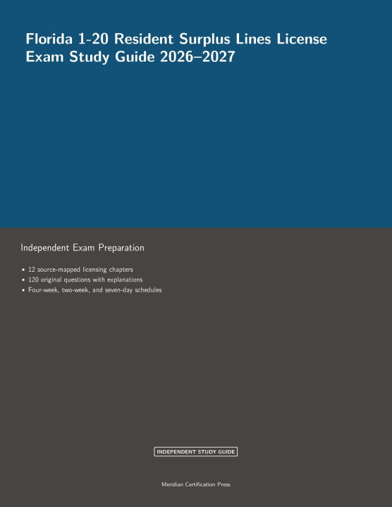 Livro Florida 1-20 Resident Surplus Lines License Exam Study Guide 2026-2027 Meridian Certification Press Editoria...