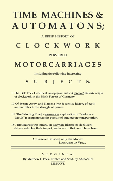 Libro Time Machines & Automatons Matthew F Peck