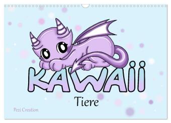 Kalender/Terminbuch niedliche Kawaii Tiere (Wandkalender 2027 DIN A3 quer), CALVENDO Monatskalender Calvendo