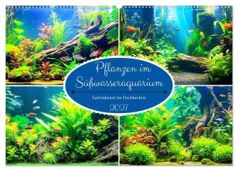 Kalender/agenda Pflanzen im Süßwasseraquarium. Gartenkunst im Fischbecken (Wandkalender 2027 DIN A2 quer), CALVENDO Monatskalender Calvendo