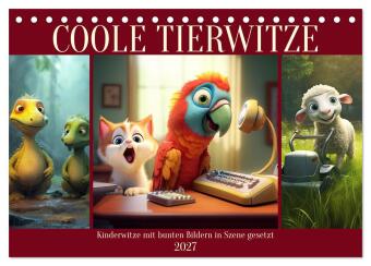 Calendário/Diário Coole Tierwitze (Tischkalender 2027 DIN A5 quer), CALVENDO Monatskalender Calvendo