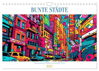 Календар/тефтер Bunte Städte (Wandkalender 2027 DIN A4 quer), CALVENDO Monatskalender Calvendo