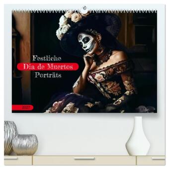 Kalender/agenda Festliche Dia de Muertos Porträts (hochwertiger Premium Wandkalender 2027 DIN A2 quer), Kunstdruck in Hochglanz Calvendo