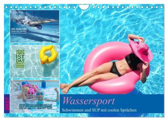Calendario/Agenda Wassersport - Schwimmen und SUP mit coolen Sprüchen (Wandkalender 2027 DIN A4 quer), CALVENDO Monatskalender Calvendo