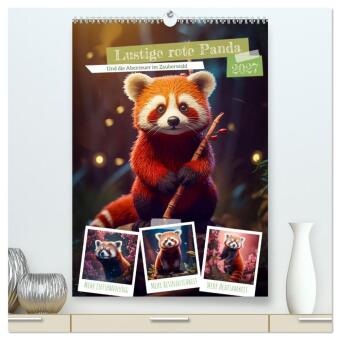 Naptár/Határidőnapló Lustige rote Panda (hochwertiger Premium Wandkalender 2027 DIN A2 hoch), Kunstdruck in Hochglanz Calvendo