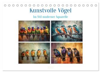 Kalender/agenda Kunstvolle Vögel (Tischkalender 2027 DIN A5 quer), CALVENDO Monatskalender Calvendo