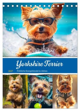 Naptár/Határidőnapló Yorkshire Terrier. Fröhliche Energiebündel in Aktion (Tischkalender 2027 DIN A5 hoch), CALVENDO Monatskalender Calvendo