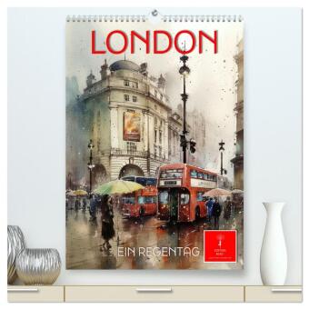 Kalender/Terminbuch London - ein Regentag (hochwertiger Premium Wandkalender 2027 DIN A2 hoch), Kunstdruck in Hochglanz Calvendo