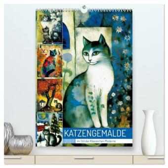 Kalendář/Diář Katzengemälde (hochwertiger Premium Wandkalender 2027 DIN A2 hoch), Kunstdruck in Hochglanz Calvendo