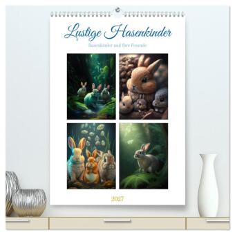 Kalender/agenda Lustige Hasenkinder (hochwertiger Premium Wandkalender 2027 DIN A2 hoch), Kunstdruck in Hochglanz Calvendo