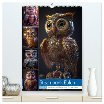Kalender/Terminbuch Steampunk Eulen (hochwertiger Premium Wandkalender 2027 DIN A2 hoch), Kunstdruck in Hochglanz Calvendo