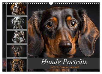 Calendario/Agenda Hunde Porträts (Wandkalender 2027 DIN A3 quer), CALVENDO Monatskalender Calvendo