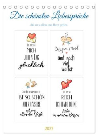 Kalender/Terminbuch Liebessprüche (Tischkalender 2027 DIN A5 hoch), CALVENDO Monatskalender Calvendo