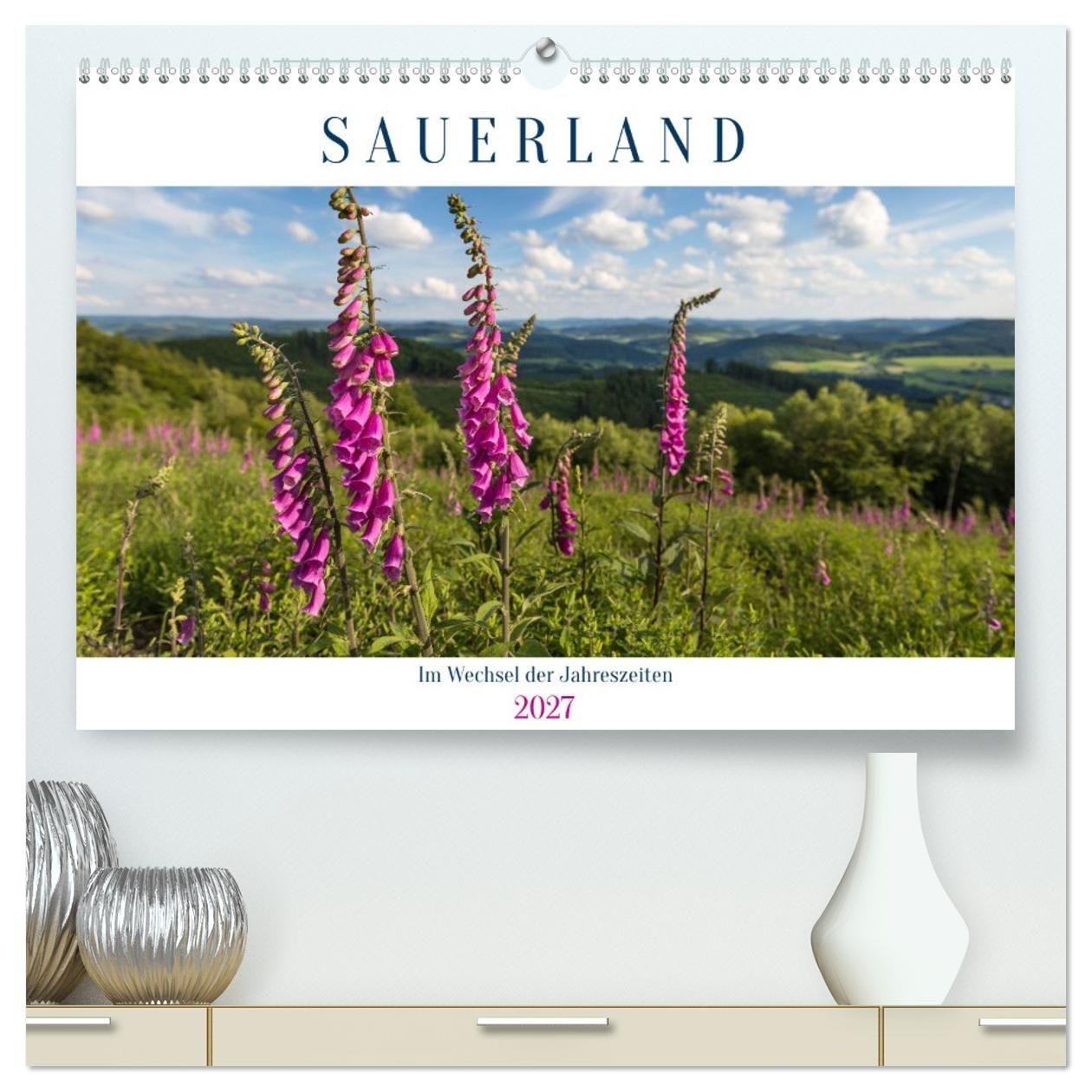 Kalender/agenda Das Sauerland im Wechsel der Jahreszeiten (hochwertiger Premium Wandkalender 2027 DIN A2 quer), Kunstdruck in Hochglanz Calvendo