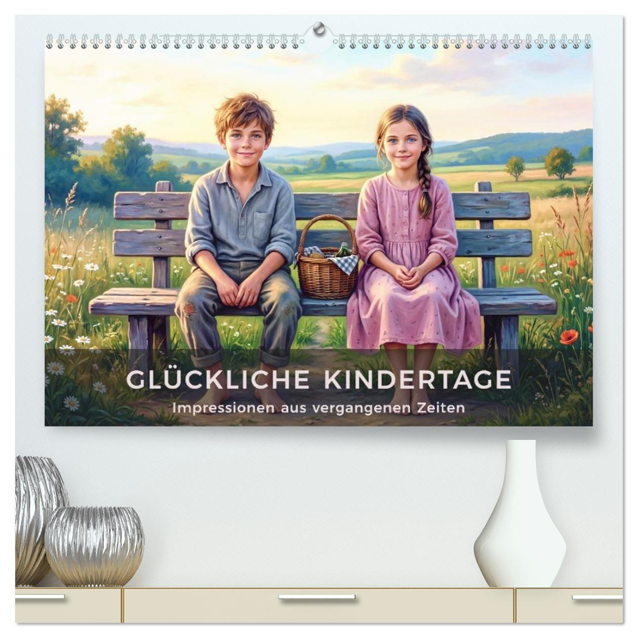 Kalender/agenda Glückliche Kindertage - Impressionen aus vergangen Zeiten (hochwertiger Premium Wandkalender 2027 DIN A2 quer), Kunstdruck in Hochglanz Calvendo