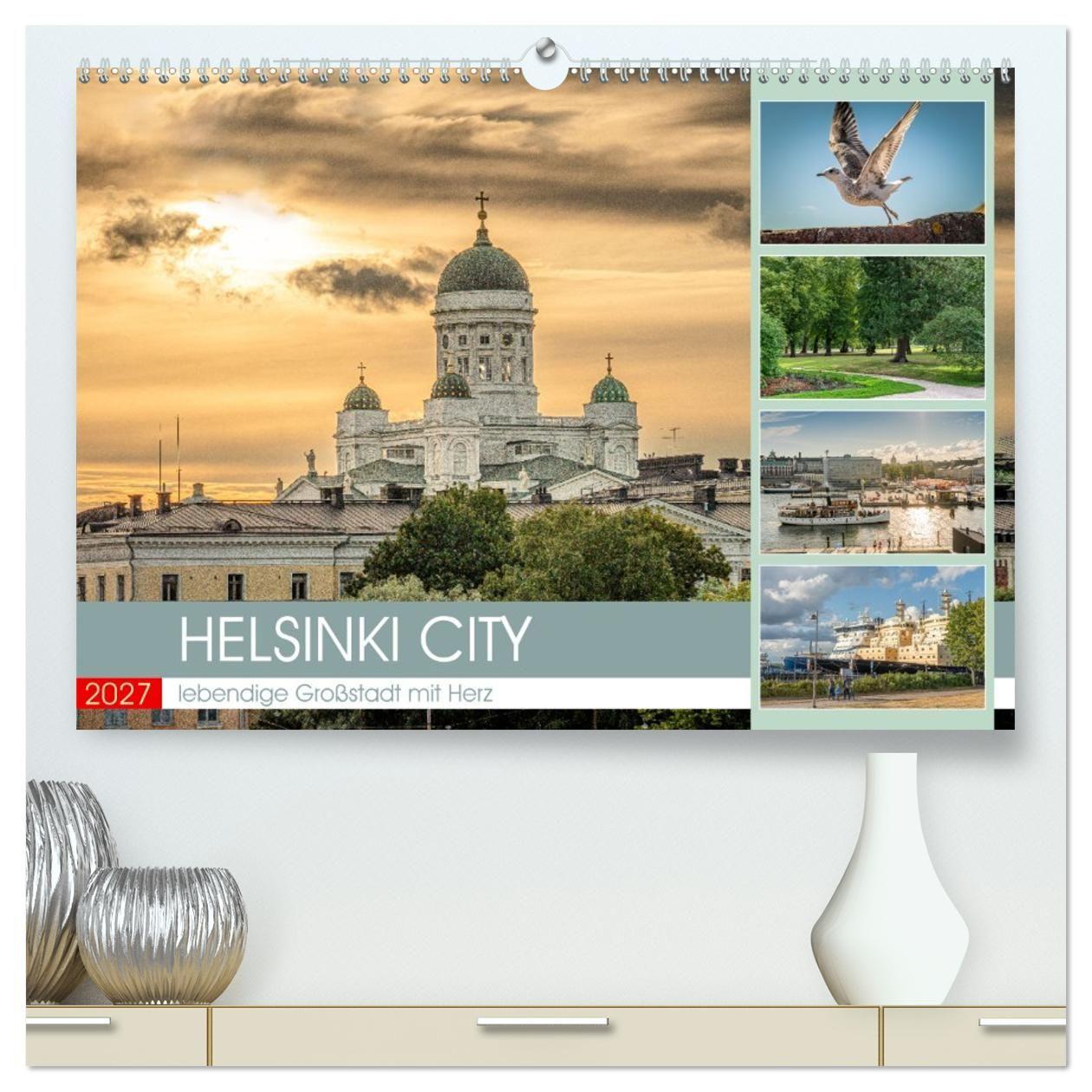 Kalender/agenda HELSINKI CITY (hochwertiger Premium Wandkalender 2027 DIN A2 quer), Kunstdruck in Hochglanz Calvendo