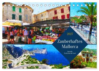 Kalender/agenda Zauberhaftes Mallorca - Gemalte Eindrücke der Insel (Tischkalender 2027 DIN A5 quer), CALVENDO Monatskalender Calvendo