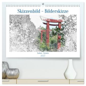 Naptár/Határidőnapló Skizzenbilder - Bilderskizzen (hochwertiger Premium Wandkalender 2027 DIN A2 quer), Kunstdruck in Hochglanz Calvendo