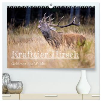 Kalendár/Diár Krafttier Hirsch (hochwertiger Premium Wandkalender 2027 DIN A2 quer), Kunstdruck in Hochglanz Calvendo