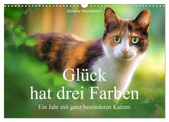 Kalender/agenda Glück hat drei Farben - ein Jahr mit ganz besonderen Katzen (Wandkalender 2027 DIN A3 quer), CALVENDO Monatskalender Calvendo