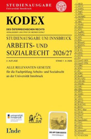 Buch KODEX Studienausgabe Arbeits- und Sozialrecht Innsbruck 2026/27 Diana Niksova
