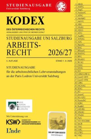 Книга KODEX Studienausgabe Arbeitsrecht Salzburg 2026/27 Werner Doralt