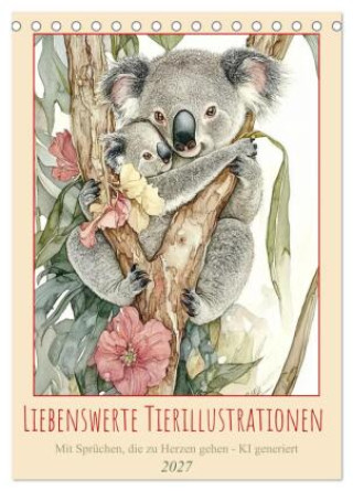 Kalender/Terminbuch Liebenswerte Tierillustrationen (Tischkalender 2027 DIN A5 hoch), CALVENDO Monatskalender Calvendo
