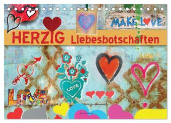 Calendário/Diário Herzig Liebesbotschaften (Tischkalender 2027 DIN A5 quer), CALVENDO Monatskalender Calvendo