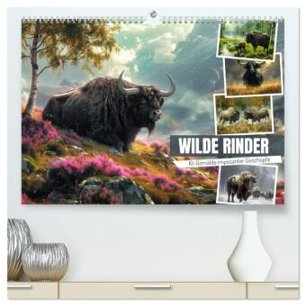 Kalender/Terminbuch Wilde Rinder (hochwertiger Premium Wandkalender 2027 DIN A2 quer), Kunstdruck in Hochglanz Calvendo