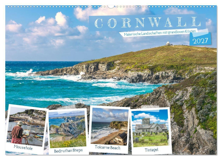 Kalendář/Diář Cornwall - Malerische Landschaften mit grandiosen Küsten (Wandkalender 2027 DIN A2 quer), CALVENDO Monatskalender Calvendo