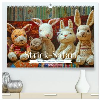 Kalender/agenda Strick-Safari - Gestrickte Tiere zum Verlieben (hochwertiger Premium Wandkalender 2027 DIN A2 quer), Kunstdruck in Hochglanz Calvendo