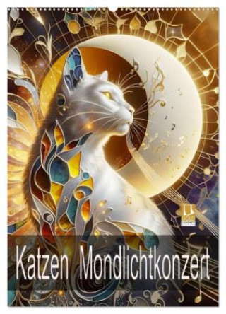 Kalender/Terminbuch Katzen Mondlichtkonzert (Wandkalender 2027 DIN A2 hoch), CALVENDO Monatskalender Calvendo