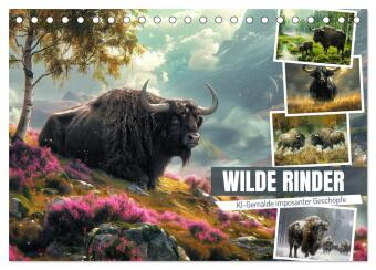 Calendar / Agendă Wilde Rinder (Tischkalender 2027 DIN A5 quer), CALVENDO Monatskalender Calvendo