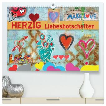 Kalender/agenda Herzig Liebesbotschaften (hochwertiger Premium Wandkalender 2027 DIN A2 quer), Kunstdruck in Hochglanz Calvendo