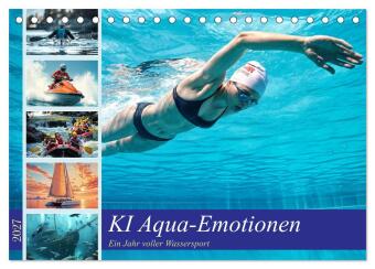 Naptár/Határidőnapló KI Aqua-Emotionen - Ein Jahr voller Wassersport (Tischkalender 2027 DIN A5 quer), CALVENDO Monatskalender Calvendo