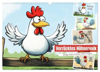 Kalender/Terminbuch Verrücktes Hühnervolk (Wandkalender 2027 DIN A3 quer), CALVENDO Monatskalender Calvendo