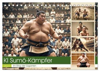 Kalender/Terminbuch KI Sumo-Kämpfer Im Ring der Giganten (Tischkalender 2027 DIN A5 quer), CALVENDO Monatskalender Calvendo