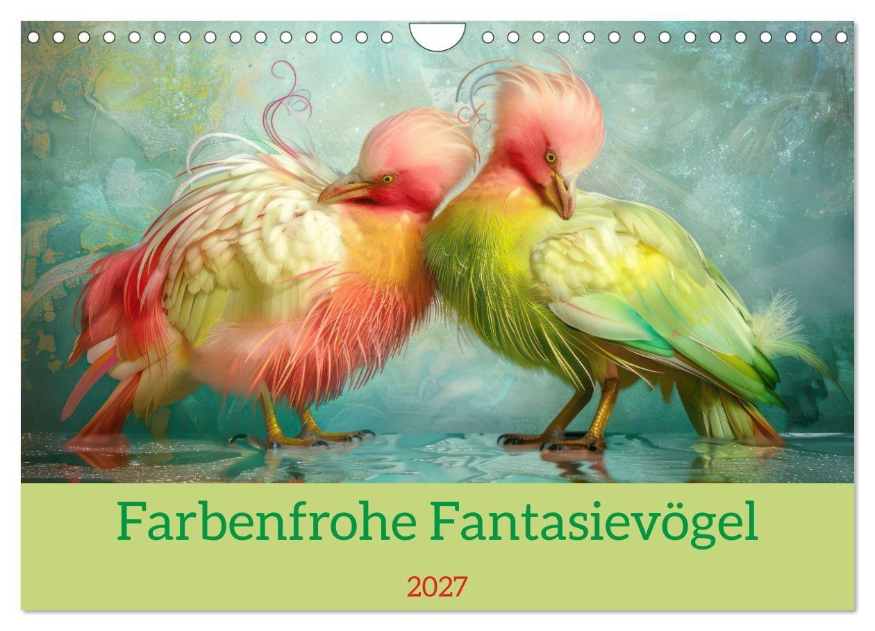 Kalender/Terminbuch Farbenfrohe Fantasievögel (Wandkalender 2027 DIN A4 quer), CALVENDO Monatskalender Calvendo